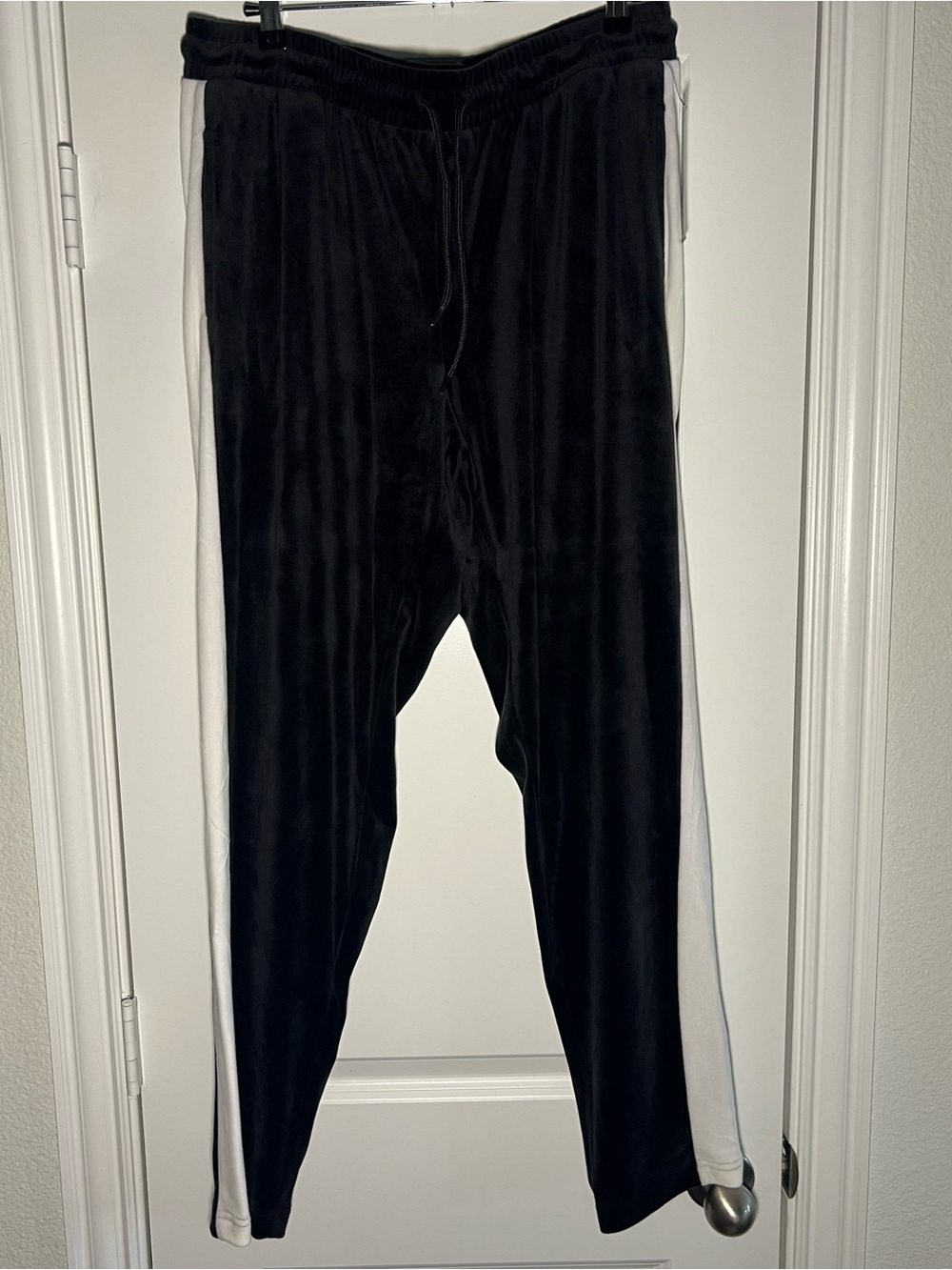 Black and White Velour Track Pants